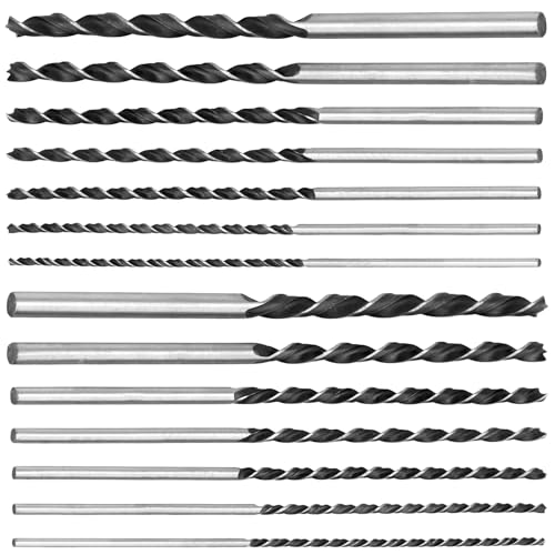 FAAING 14-teilig Holzbohrer Set Lang, Schlangenbohrer Ø 4mm, 5mm, 6mm, 7mm, 8mm, 10mm, 12mm, Schlangenbohrer 30 cm lang, Balkenbohrer, langer Holzspiralbohrer, Langbohrer von FAAING