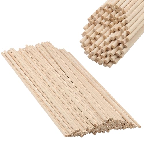 FAAING 150 Stück 40cm x 5mm Holzstäbe zum Basteln, rund Holz Bastelstäbe Rundstab Holzdübelstangen, Unbehandelte Holzstab Dübelstangen für Heimwerker Holzarbeiten Modellbau Dekoration DIY Handwerk von FAAING