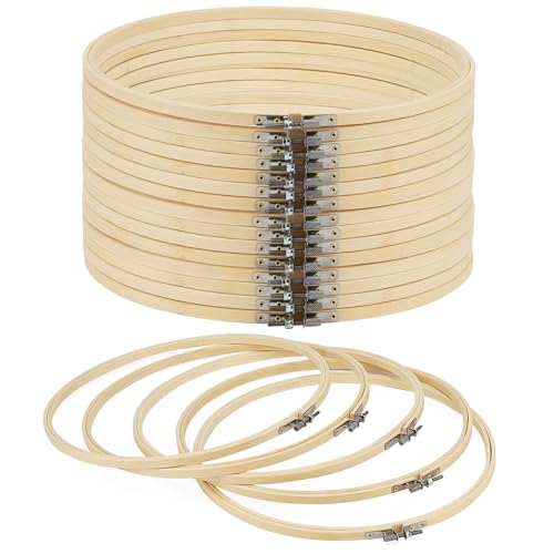 FAAING 20 Stück 15cm Stickrahmen Holz Rund, Bambus Stickrahmen Klein, Holz Kreuzstich Stickrahmen für DIY Kreuzstich Stickerei Kunst Handwerk Nähen von FAAING