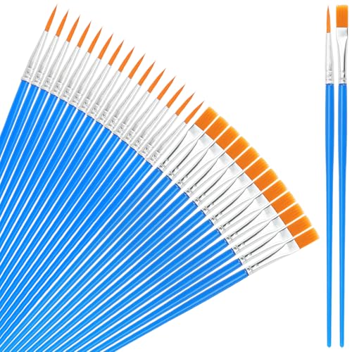 FAAING 200 Stück Kleine Pinsel Set, 100 Feine Detail Pinsel und 100 Flachpinsel, Nylon Acrylfarbe Pinselset mit Kunststoffgriff, Künstlerpinsel für Details und Kunstmalerei von FAAING