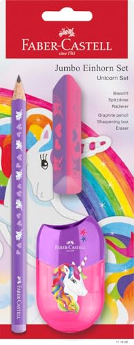 FABER-CASTELL 111528 - Schreibset Einhorn mit Jumbo Bleistift, Spitzer und Radiergummi, Schulset für Kinder FABER-CASTELL 111528 - Schreibset Einhorn mit Jumbo Bleistift, Spitzer und Radiergummi, Schulset für Kinder von FABER-CASTELL