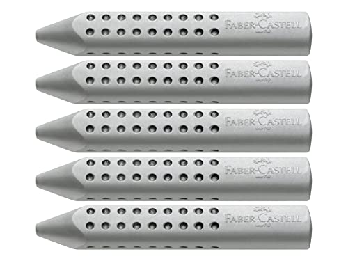 FABER-CASTELL 187100 - Dreieckradierer Grip 2001, grau, 5 Stück von Faber-Castell