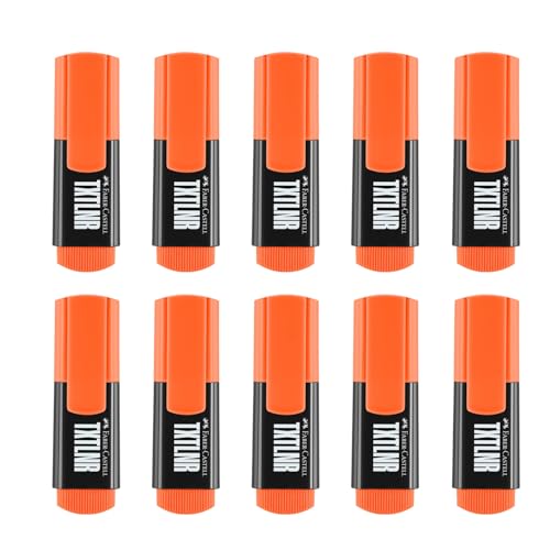 FABER-CASTELL 205252 - Textmarker Set TXTLNR orange, 10 Neon Marker für Kinder und Erwachsene von FABER-CASTELL