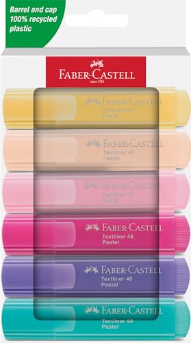 FABER-CASTELL 251656 - Textmarker Set 46, 6 Pastell Textmarker mit langlebiger Keilspitze, Strichbreite 1 - 5 mm, nachfüllbar FABER-CASTELL 251656 - Textmarker Set 46, 6 Pastell Textmarker mit langlebiger Keilspitze, Strichbreite 1 - 5 mm, nachfüllbar von FABER-CASTELL