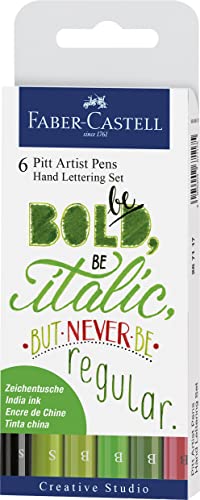 FABER-CASTELL 267117 - Tuschestift Pitt Artist Pen Lettering, 6er Etui grün von Faber-Castell