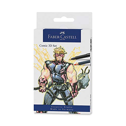 FABER-CASTELL 267191 - Tuschestift Pitt Artist Pen Comic Illustration 3D Set, 5 Tuschestifte, 3 Aquarellfarbstifte und Zubehör, 11 teilig FABER-CASTELL 267191 - Tuschestift Pitt Artist Pen Comic Illustration 3D Set, 5 Tuschestifte, 3 Aquarellfarbstifte und Zubehör, 11 teilig von FABER-CASTELL