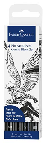 FABER-CASTELL 267194 - Tuschestift Pitt Artist Pen Comic, Schreibfarbe schwarz mit verschiedenen Spitzen, 4er Etui FABER-CASTELL 267194 - Tuschestift Pitt Artist Pen Comic, Schreibfarbe schwarz mit verschiedenen Spitzen, 4er Etui von FABER-CASTELL