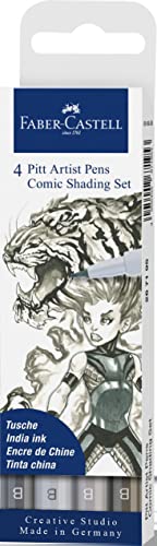 FABER-CASTELL 267195 - Tuschestifte Pitt Artist Pen Brush, Comic Shading Set, 4 Stück, Pinselstifte Set FABER-CASTELL 267195 - Tuschestifte Pitt Artist Pen Brush, Comic Shading Set, 4 Stück, Pinselstifte Set von FABER-CASTELL
