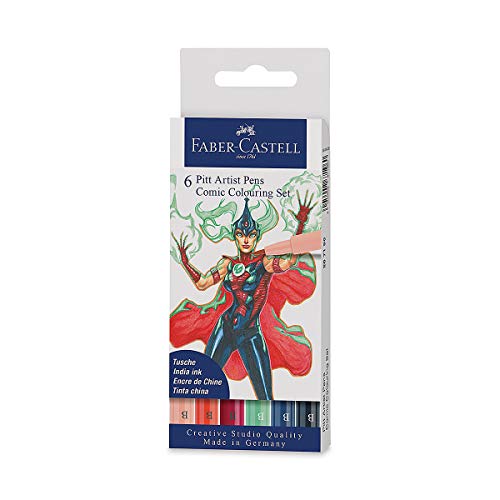 FABER-CASTELL 267196 - Tuschestift Pitt Artist Pen Comic Colouring Set, verschiedenen Farben, mit Pinselspitze, 6er Etui FABER-CASTELL 267196 - Tuschestift Pitt Artist Pen Comic Colouring Set, verschiedenen Farben, mit Pinselspitze, 6er Etui von FABER-CASTELL