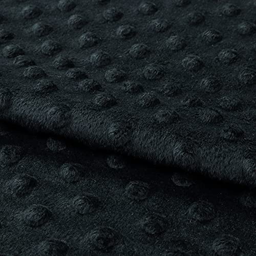 Fabreco PUNKT Deko-Stoff mit Noppen, Meterware 0,5lfm - 160cm breit, 300 g/m2, Plüschstoff für Kinderdecken, Spiel- und Krabbeldecken, Sofa- und Kopfkissen, Maskottchen - Schwarz 01 von FABRECO