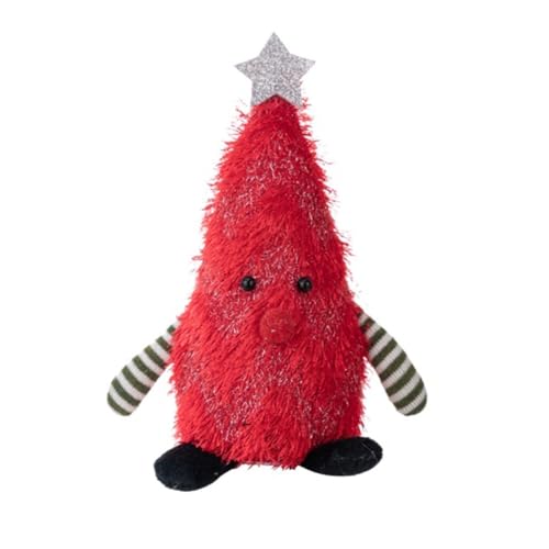 FACAIIO Beleuchtete Weihnachtsbaum-Figur, Plüschstoff, Ornament für Ferienhausdekoration, 16,3 cm von FACAIIO