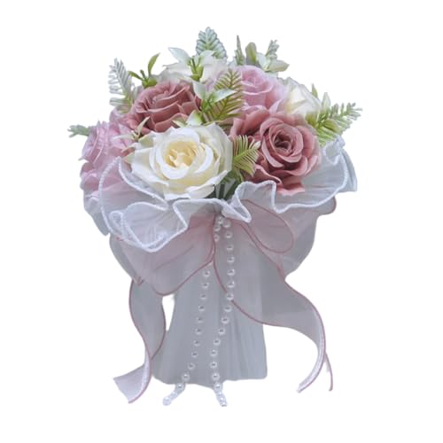 FACAIIO Künstlicher Rosen-Brautstrauß mit Perlennetz, Seidenblumen-Handstrauß für Hochzeitszeremonie und Brautjungfern im Freien FACAIIO Künstlicher Rosen-Brautstrauß mit Perlennetz, Seidenblumen-Handstrauß für Hochzeitszeremonie und Brautjungfern im Freien von FACAIIO