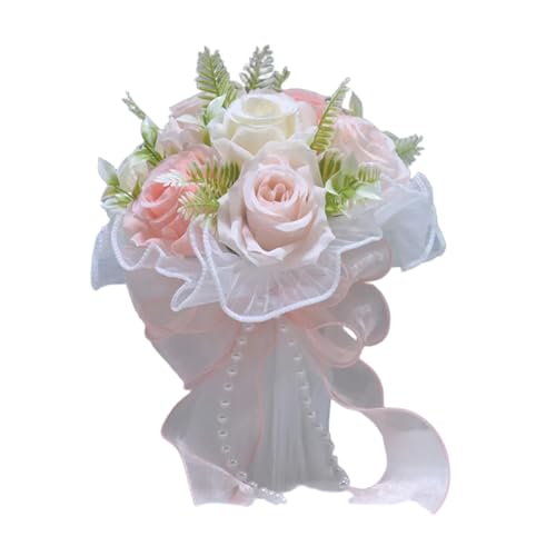 FACAIIO Künstlicher Rosen-Brautstrauß mit Perlennetz, Seidenblumen-Handstrauß für Hochzeitszeremonie und Brautjungfern im Freien FACAIIO Künstlicher Rosen-Brautstrauß mit Perlennetz, Seidenblumen-Handstrauß für Hochzeitszeremonie und Brautjungfern im Freien von FACAIIO