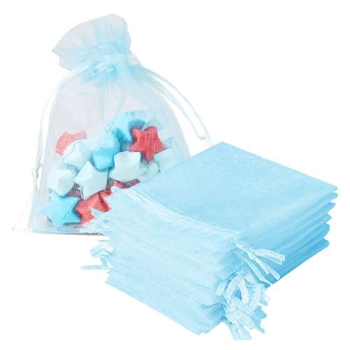 FACATH 100 Stück Organzasäckchen 7x9cm, Organza Säckchen Bunt, Säckchen zum Befüllen, Organzabeutel mit Kordelzug für Schmuckbeutel, Hochzeit-Säckchen, Festivalparty (Gold) von FACATH
