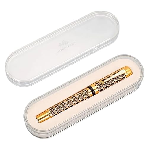 FACDEM 100 Centennial Füllfederhalter aus Kunstharz, hohl, goldener Clip, für Business, Büro, Geschenk, Schreibwaren, Schulbedarf (Hellgrau, F) von FACDEM