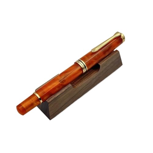 FACDEM Acryl-Kolben-Füllfederhalter, Feder F, M, B, 0,5, ,7 mm, 0,0 mm Spitze, goldener Clip, Schreiben, Büro, Geschenkstift (A, Schmidt B (1,0 mm) von FACDEM