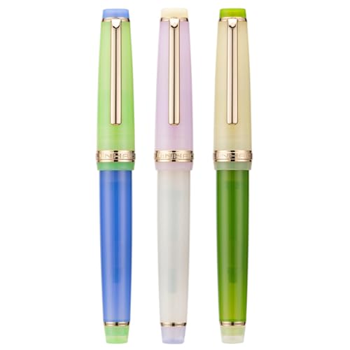 FACDEM Füllfederhalter, Acryl, EF/F/M, Goldverzierung, mit Konverter-Set (A, F 0,5 mm), 3 Stück von FACDEM