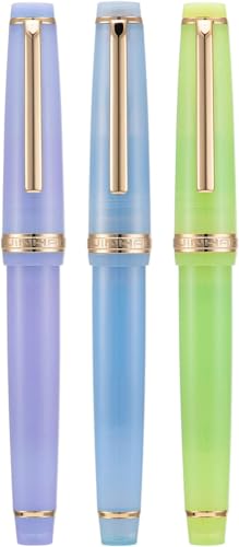 FACDEM Füllfederhalter, Acryl, EF/F/M, Goldverzierung, mit Konverter-Set (D,F 0,5 mm), 3 Stück von FACDEM