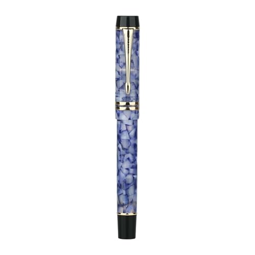 FACDEM Füllfederhalter aus Kunstharz, Iridium EF, 0,38 mm/F, 0,5 mm Feder, Tinte, Schreiben, Geschenk, Stift für Büro, Schulbedarf, Schreibwaren (Kristallblau, goldene F-Feder) von FACDEM