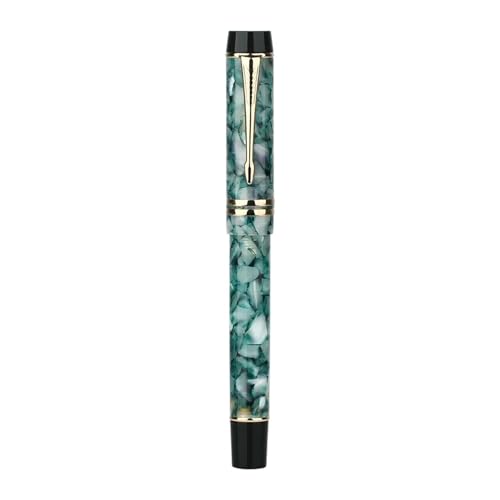 FACDEM Füllfederhalter aus Kunstharz, Iridium EF, 0,38 mm/F, 0,5 mm Feder, Tinte, Schreiben, Geschenk, Stift für Büro, Schulbedarf, Schreibwaren (Kristallgrün, Silbergold EF) von FACDEM