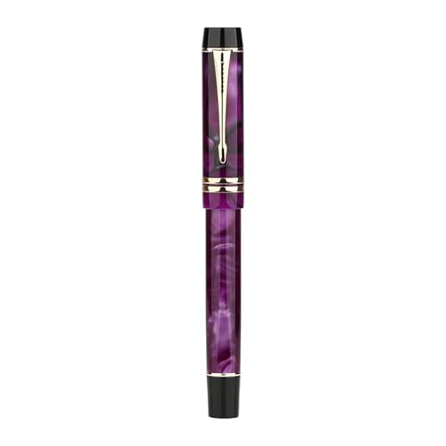 FACDEM Füllfederhalter aus Kunstharz, Iridium EF, 0,38 mm/F, 0,5 mm Feder, Tinte, Schreiben, Geschenk, Stift für Büro, Schulbedarf, Schreibwaren (lila, silberfarben, goldfarben) von FACDEM