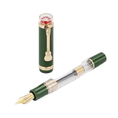 FACDEM Füllfederhalter mit Gitarren-Clip-Design, transparentes Harz, einzigartig, Sternspitze, Luxus-Schreibwaren, Schreibtinte, Geschenkstift (Grün, M 0,7 mm) von FACDEM