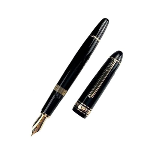 FACDEM Füllfederhalter mit Kolbenfüllung, Iridiumgold, EF-Feder F, Schwarz, Dunkelblau, Harz-Schreibtintenstifte (schwarz, rund, transparent, EF (0,38 mm)) von FACDEM