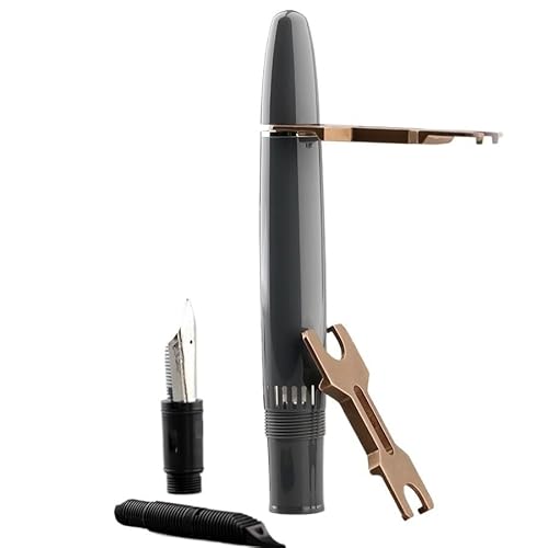 FACDEM Füllfederhalter und Messingschlüssel, Metall-Kupferkolben, 0,4EF/0,5F Federn, Erwachsene, Studenten, Schreibwaren, Geschenke, Stift, Schule (Grau, EF 0,4 mm) von FACDEM