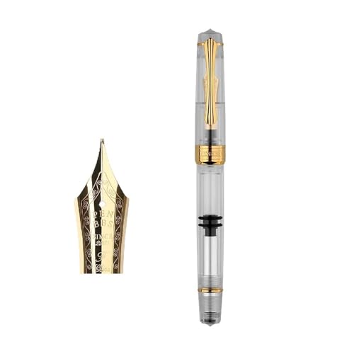FACDEM Galaxy Kolben-Füllfederhalter-Klinge/runde Feder, Tintenabsorbierend, große Kapazität, transparentes Acryl, Schreib-Geschenkstift (C) von FACDEM