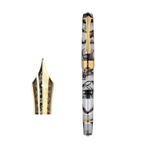 FACDEM Galaxy Kolben-Füllfederhalter-Klinge/runde Feder, Tintenabsorbierend, große Kapazität, transparentes Acryl, Schreibgeschenk Stift (E) von FACDEM