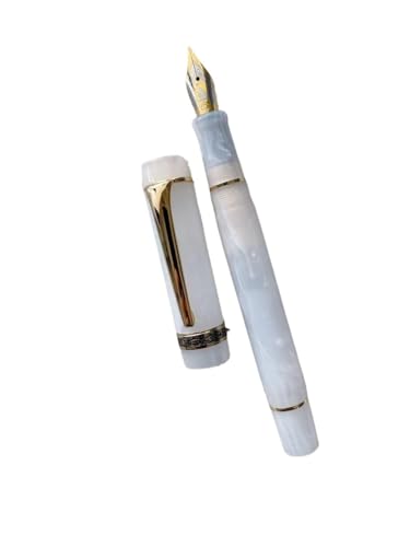 FACDEM Glatter Acryl-Füllfederhalter, EF/F-Feder, schönes Marmor-Bernstein-Muster, Tinte, Schreiben, Geschenk, Büro, Geschäft (Gletscher (Goldclip), F (0,5 mm) von FACDEM