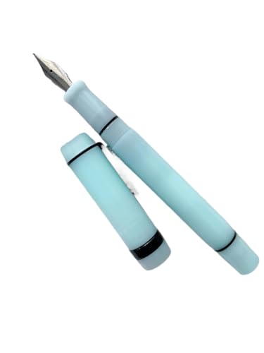FACDEM Glatter Acryl-Füllfederhalter, EF/F-Feder, schönes Marmor-Bernstein-Muster, Tinte, Schreiben, Geschenk, Büro, Geschäft (blau (schwarzer Clip), EF (0,38 mm) von FACDEM