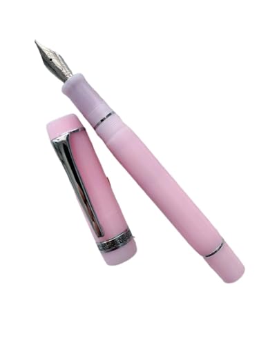 FACDEM Glatter Acryl-Füllfederhalter, EF/F-Feder, schönes Marmor-Bernstein-Muster, Tinte, Schreiben, Geschenk, Büro, Geschäft (rosa (silberfarbener Clip), F (0,5 mm) von FACDEM