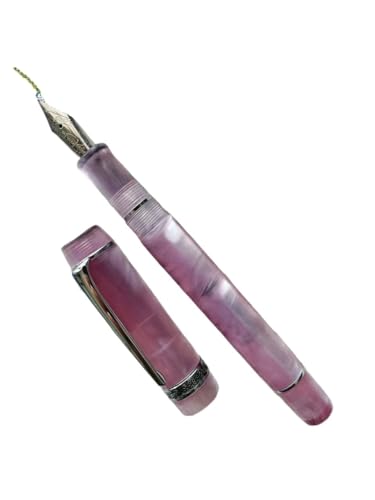 FACDEM Glatter Acryl-Füllfederhalter, EF/F-Feder, schönes Marmor-Bernstein-Muster, Tinte, Schreiben, Geschenk, Büro, Geschäft (violett, silberfarbener Clip, F (0,5 mm) von FACDEM
