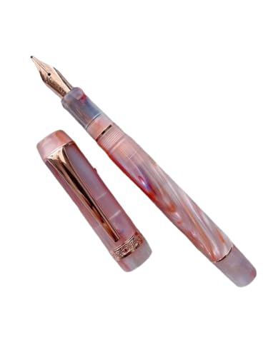 FACDEM Glatter Acryl-Füllfederhalter, EF/F-Feder, schönes Marmor-Bernsteinmuster, Tinte, Schreiben, Geschenk, Büro, Geschäft (Kirschblüten, M (0,8 mm) von FACDEM