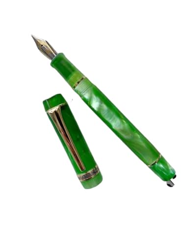 FACDEM Glatter Acryl-Füllfederhalter, EF/F-Feder, schönes Marmor-Bernsteinmuster, Tinte, Schreiben, Geschenk, Büro, Geschäft (Smaragdgrün, EF (0,38 mm) von FACDEM