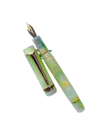 FACDEM Glatter Acryl-Füllfederhalter, EF/F-Feder, schönes Marmor-Bernsteinmuster, Tinte, Schreiben, Geschenk, Büro, Geschäft (pastoralgrün, F (0,5 mm) von FACDEM