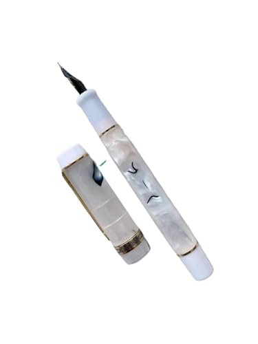 FACDEM Glatter Acryl-Füllfederhalter, EF/F-Feder, schönes Marmor-Bernsteinmuster, Tinte, Schreiben, Geschenk, Büro, Geschäft (weiß gemischt, M (0,8 mm) von FACDEM