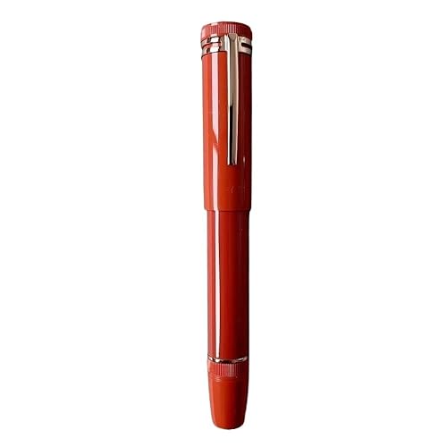 FACDEM Luxury Heritage Collection 1912 Füllfederhalter mit Kolbentinte, rotierende Stiftspitze, Schwarz/Rot, Kunstharz (6, Stift mit Tasche) von FACDEM