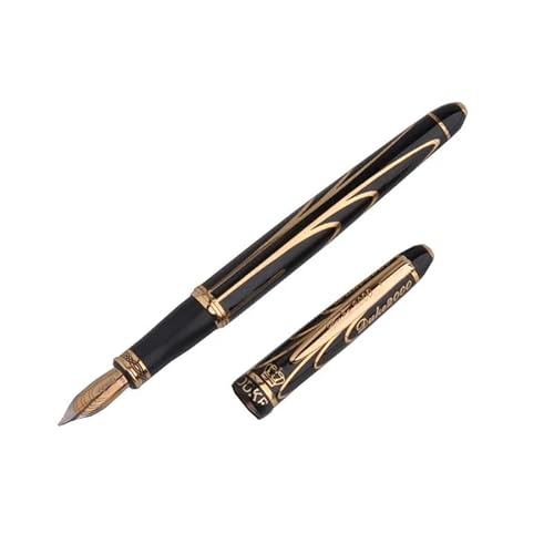 FACDEM Luxus-Füllfederhalter, 8 Karat Gold, mittlere Feder, Schwarz mit goldfarbenem Clip, hochwertige Business-Geschenkstifte mit Geschenkbox FACDEM Luxus-Füllfederhalter, 8 Karat Gold, mittlere Feder, Schwarz mit goldfarbenem Clip, hochwertige Business-Geschenkstifte mit Geschenkbox von FACDEM