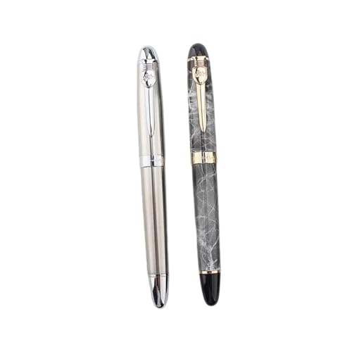 FACDEM Marmor-Füllfederhalter, leicht, luxuriös, modisch, exquisites Design, Büro, Studenten, Schreibtinte, Schwarz/Silber (B,F) von FACDEM