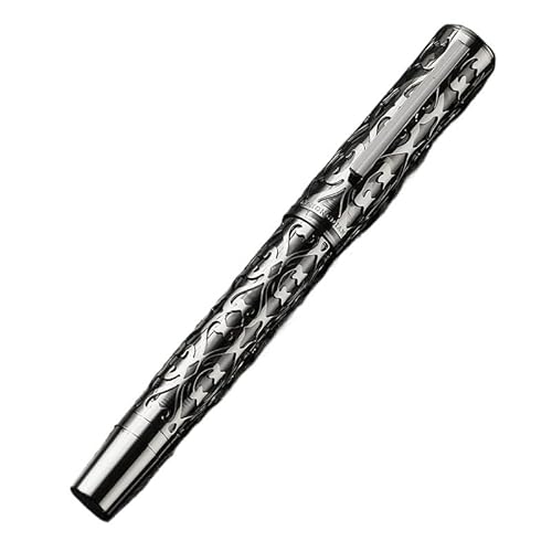 FACDEM Moonlight Füllfederhalter mit Gravur, hohles Design, Premium-Kolbenfüllhalter, flexible Feder, Kalligraphie-Set, Geschäftsgeschenk (Schwarz, F) von FACDEM