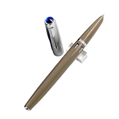 FACDEM Transparenter Füllfederhalter mit versteckter EF/F-Feder, Schreibwaren, Schule, Bürobedarf, glatte Tinte, Stifte mit Box (cremegrau, EF 0,38 mm) von FACDEM
