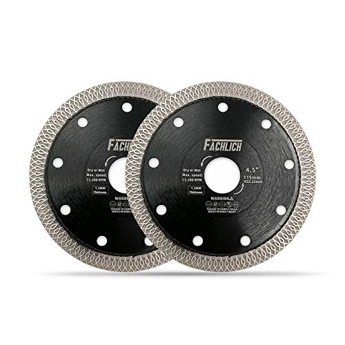 FACHLICH Diamant Trennscheibe 2 Stücke 115MM Turbo Mesh Diamantklinge mit X Felgensegment für Hart Keramik Porzellan Fliesen Granit von FACHLICH