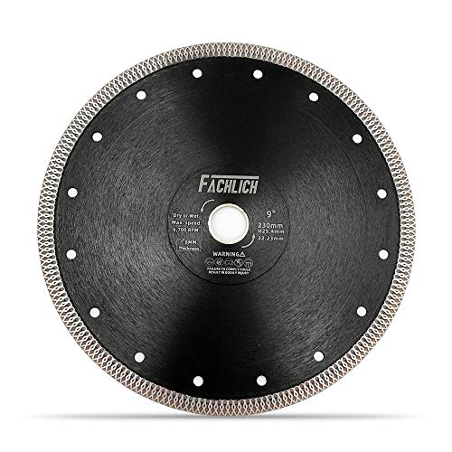 FACHLICH Diamant Trennscheibe 230MM Turbo Mesh Diamantklinge mit X Felgensegment für Hart Keramik Porzellan Fliesen Granit von FACHLICH