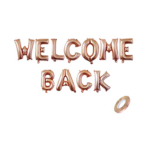 FACHY Roségold Willkommen zurück Brief Ballon Banner Bunting für Welcome Back, Home Coming, Back To School, Reunion und Home Family Party Dekorationen( Roségold) von FACHY