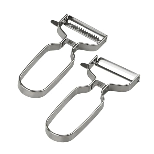 Chefkoch Premium Schäler-Set, Edelstahl – Julienne-Schäler & Zwei-Wege-Schäler für schnelles Schälen – Spülmaschinenfest, Für Links- & Rechtshänder – Silber von FACKELMANN