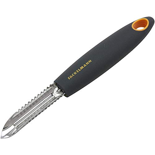 FACKELMANN Sparschäler Soft 18cm in grau/orange/Silber, Edelstahl, 18 x 7.9 x 2.2 cm von FACKELMANN