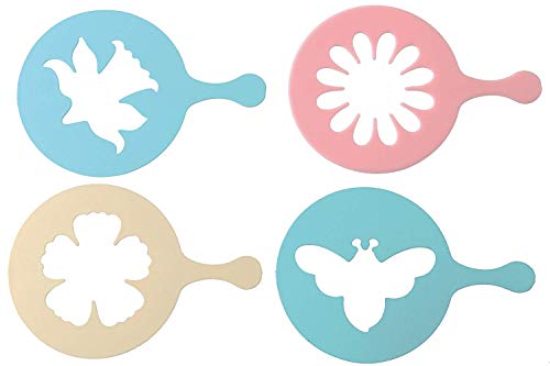 Zenker Cupcake-Dekorier-Schablonen; Verzieren von Muffins, Gebäck, Kaffee (farblich sortiert: Frozen Rose oder Eisblau), Menge: 1 x 4 Stück von FACKELMANN