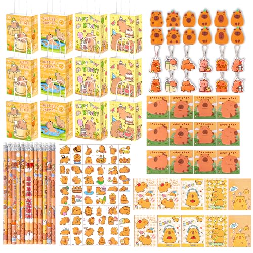 FACLJSSX Capybara Partygeschenk, Capybara-Partytüten, Capybara-Geschenktüten, Tattoos, Aufkleber, Schlüsselanhänger, Bleistifte, Radiergummis, Notizbücher für Capybara-Geburtstagsparty-Dekorationen FACLJSSX Capybara Partygeschenk, Capybara-Partytüten, Capybara-Geschenktüten, Tattoos, Aufkleber, Schlüsselanhänger, Bleistifte, Radiergummis, Notizbücher für Capybara-Geburtstagsparty-Dekorationen von FACLJSSX